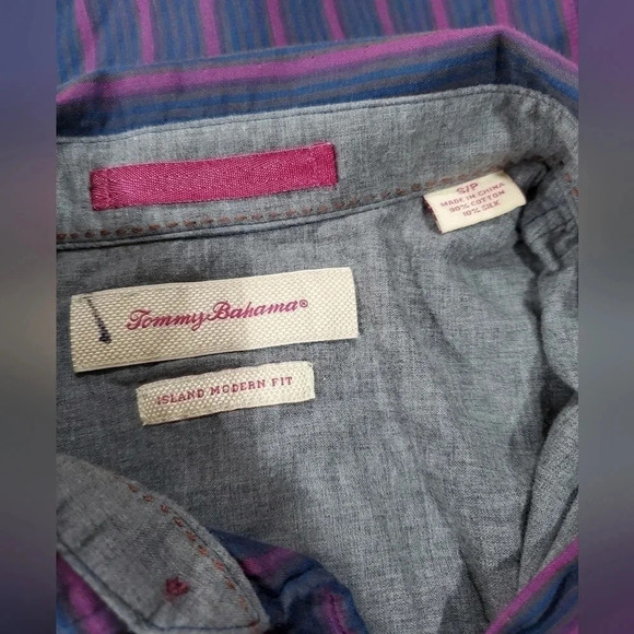 Tommy Bahama Small Island Modern Fit Striped Cotton/Silk Lined L Sleeve‎ Button - Picture 6 of 7